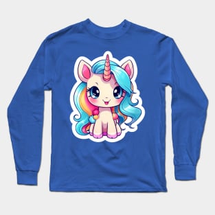 cute Kawaii Unicorn sticker Long Sleeve T-Shirt